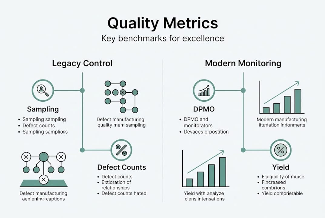 Infographic comparing legacy and modern quality metrics