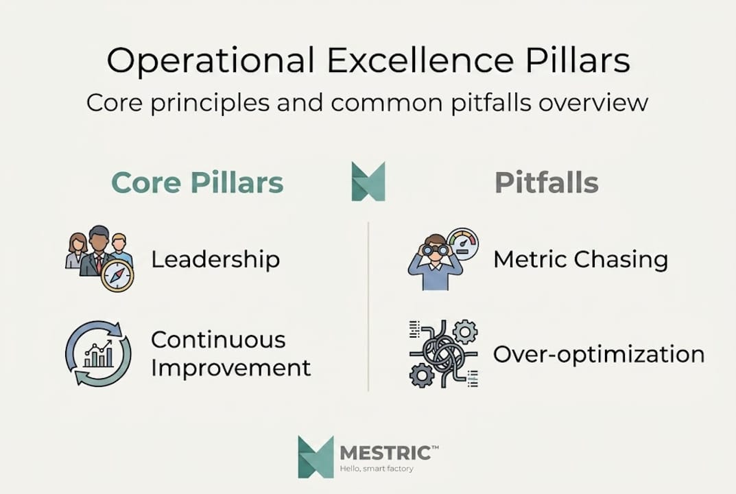 Infographic shows pillars and risks of operational excellence