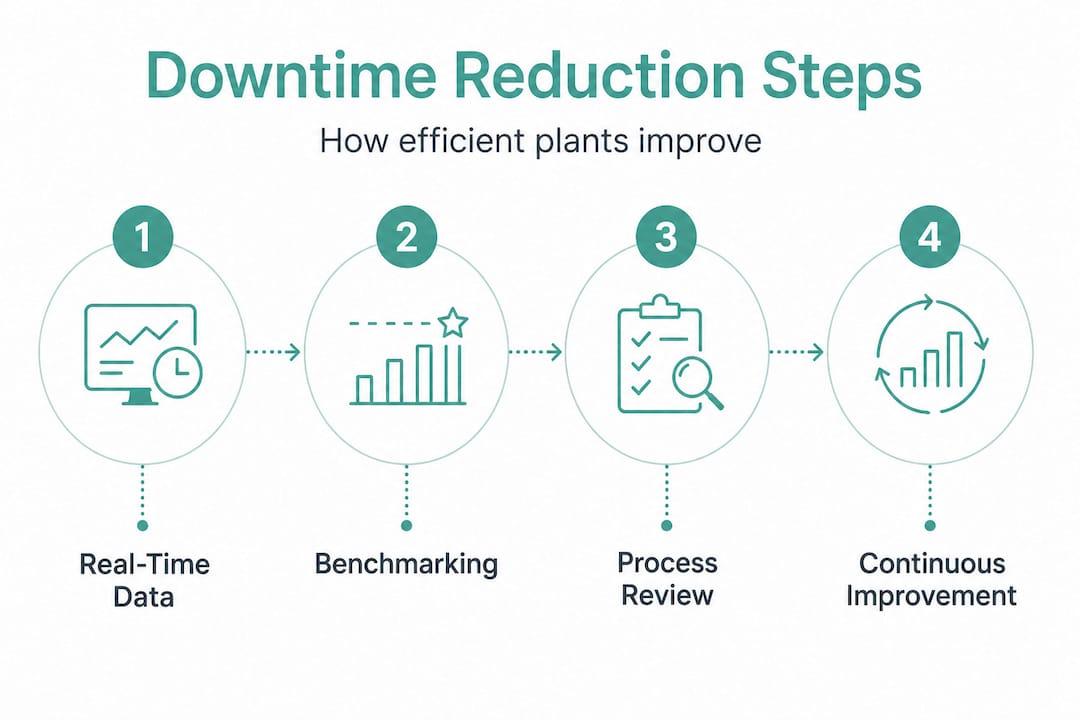 Infographic showing downtime reduction process steps