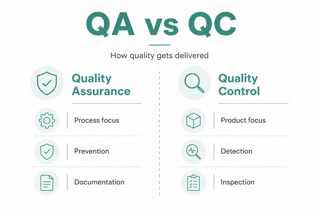 Infographic comparing quality assurance and quality control