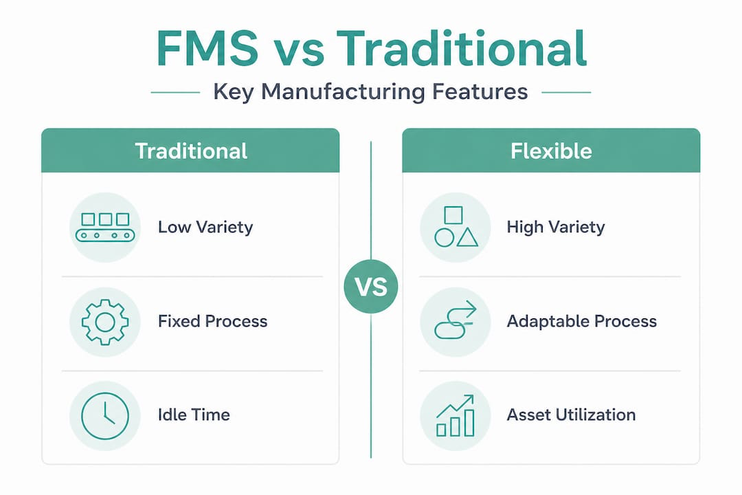 Infographic comparing flexible and traditional manufacturing