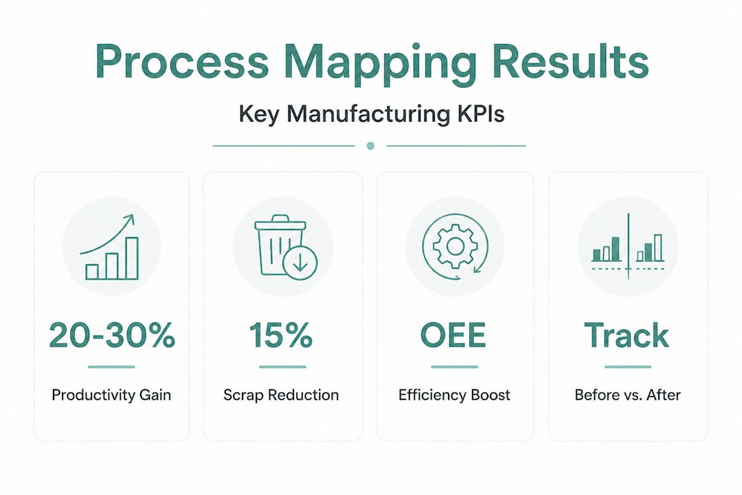 Infographic displaying KPIs and results from process mapping