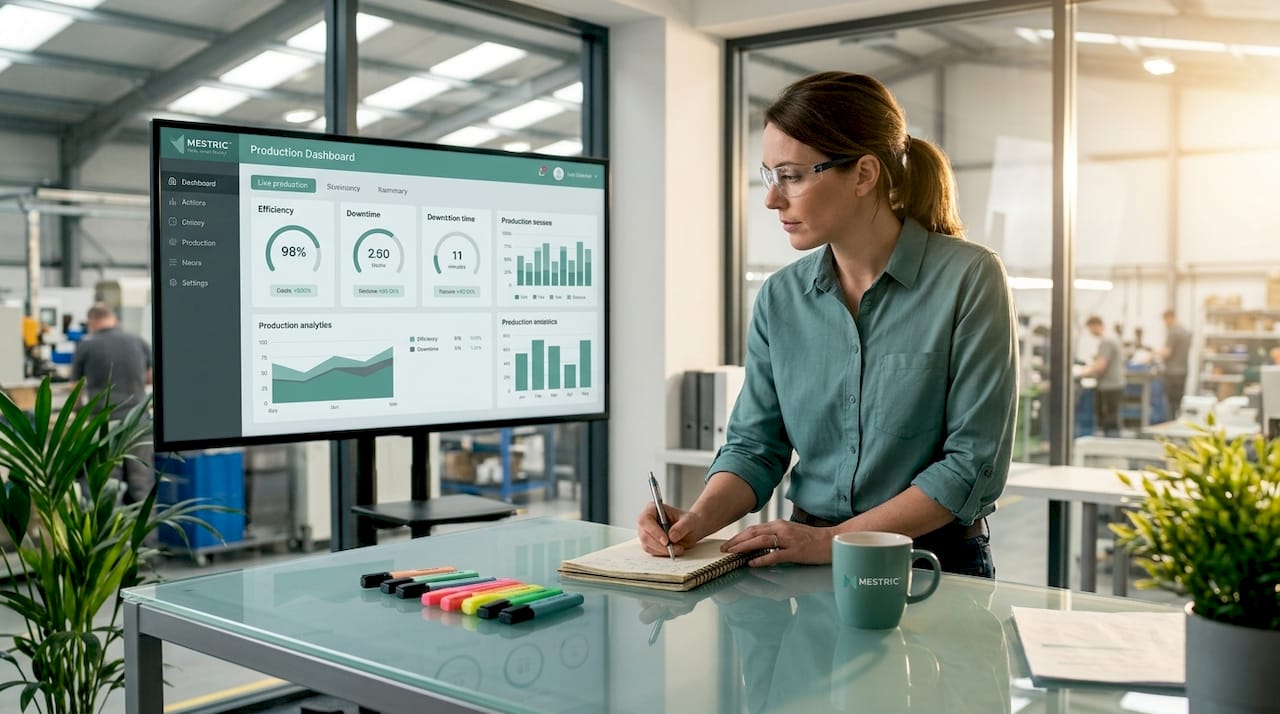 Supervisor reviewing real-time production dashboard