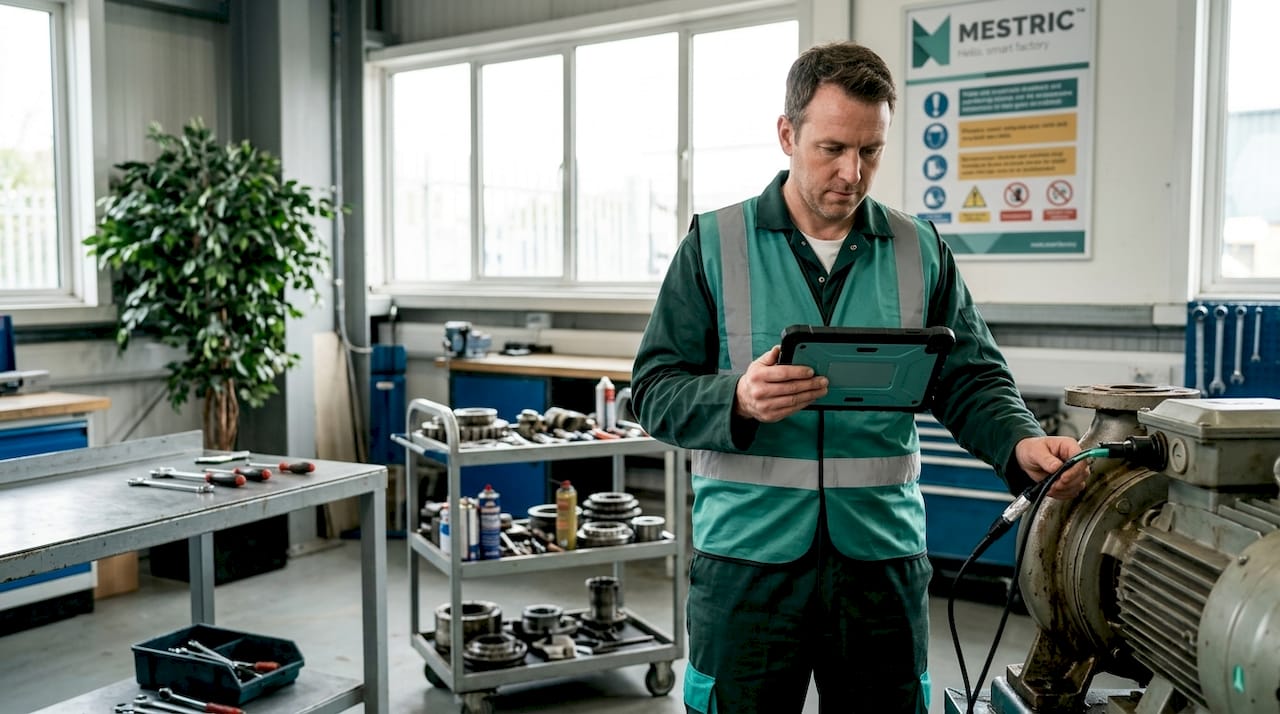Technician monitoring predictive maintenance data