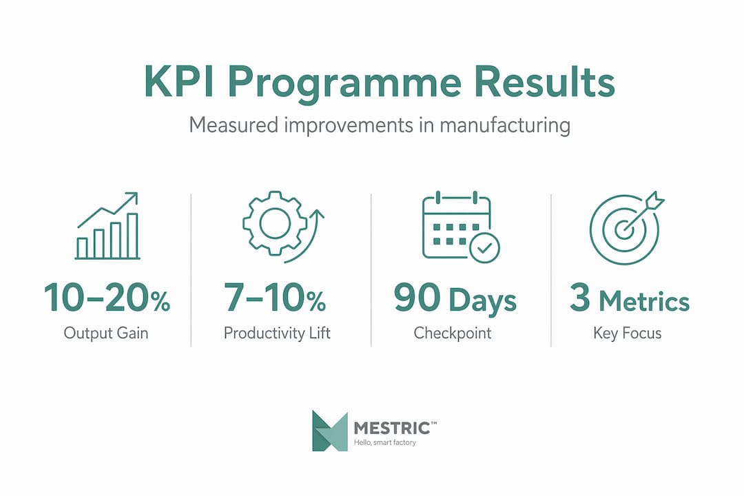 Infographic showing manufacturing KPI stats and results