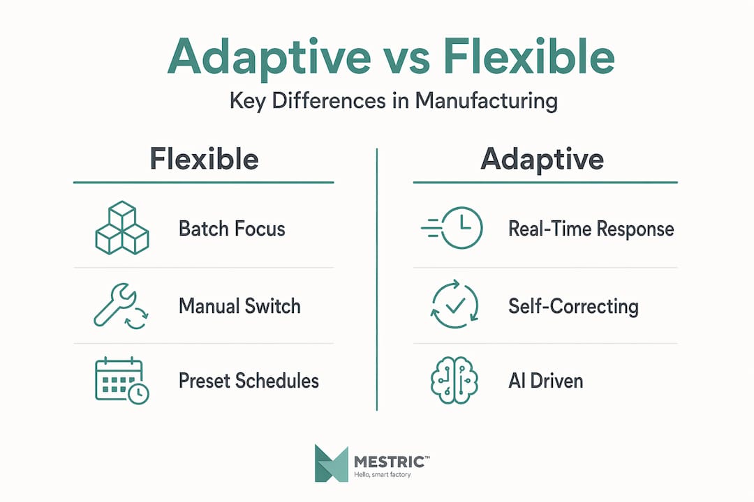 Infographic comparing adaptive and flexible manufacturing