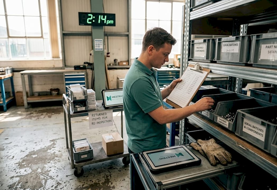 Inspector checks inventory against paper sheets
