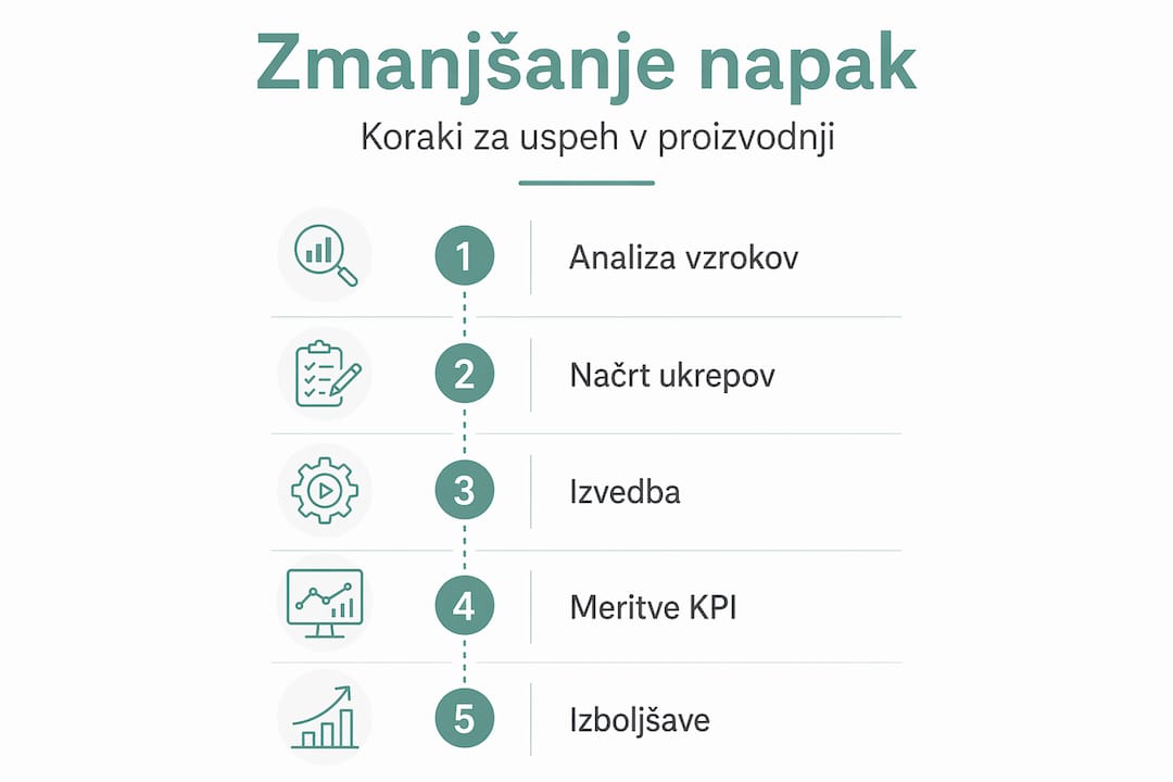 Infografika: Pet ključnih korakov za manj napak v proizvodnji