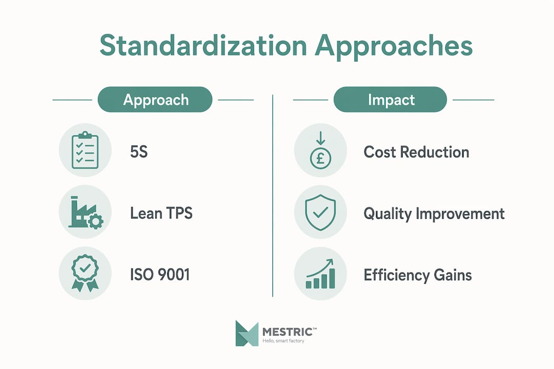 Infographic comparing production standardization approaches