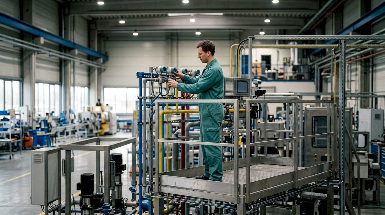Serviser nastavlja industrijski temperaturni senzor.