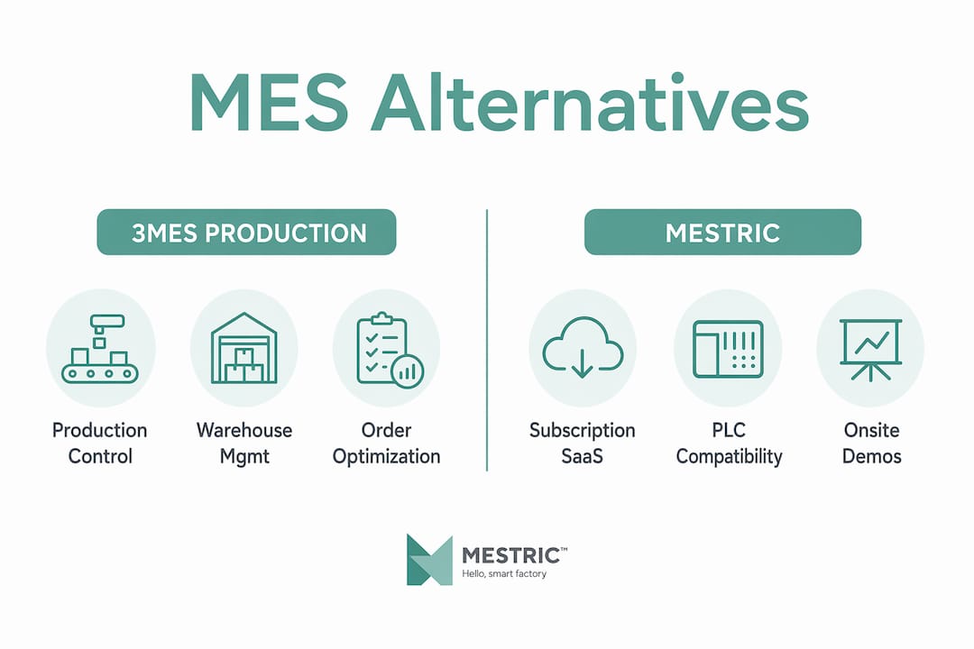 Infographic comparing two MES software alternatives