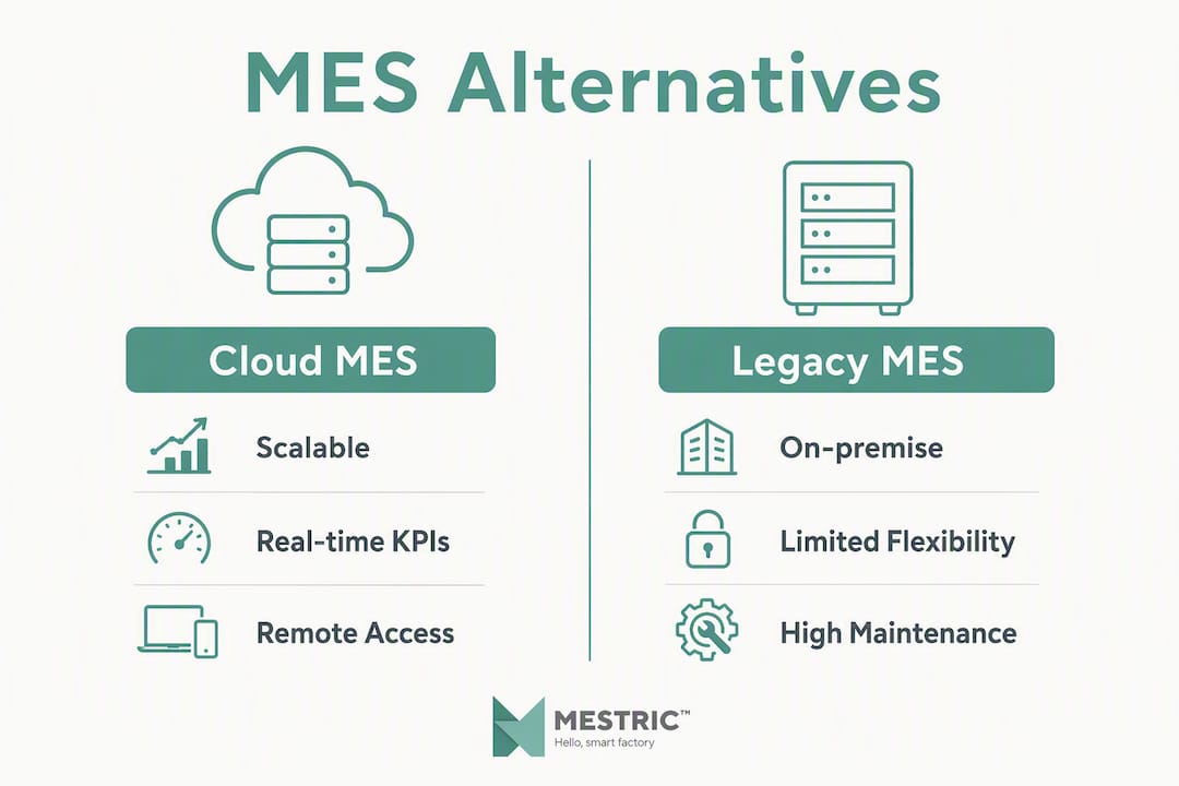Infographic comparing MES alternatives side by side