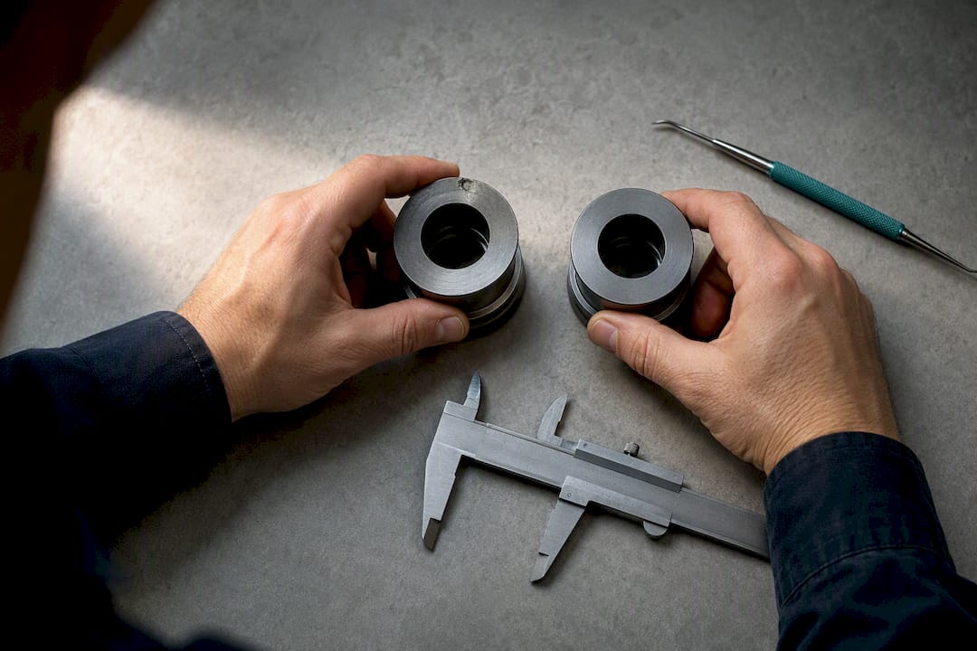 Defective component beside calibrated reference scale