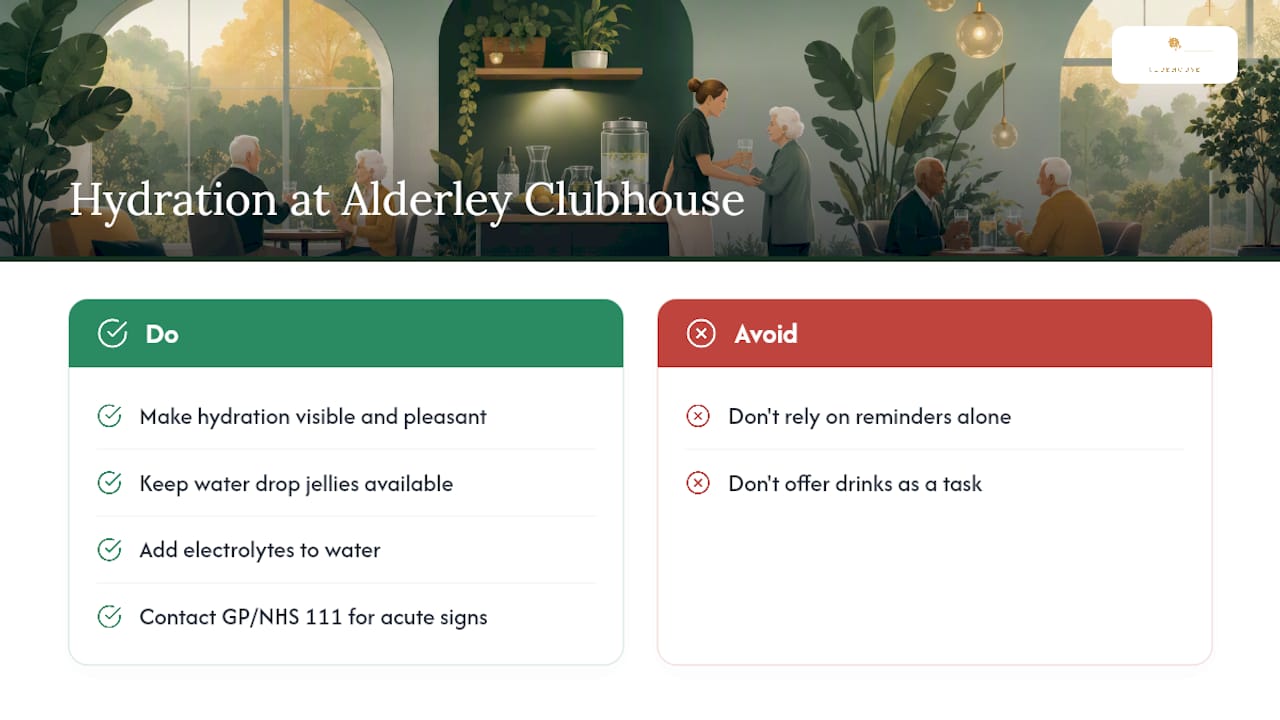 A perspective from The Alderley Clubhouse on everyday hydration practice — overview diagram