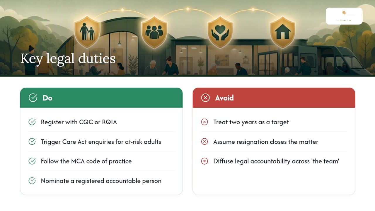 UK legal and regulatory responsibilities for day-centre providers — overview diagram