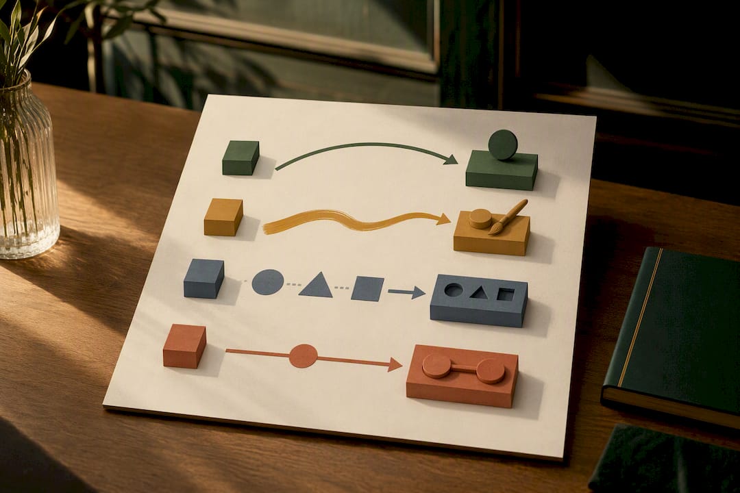 Activity pathways arranged by type and stage