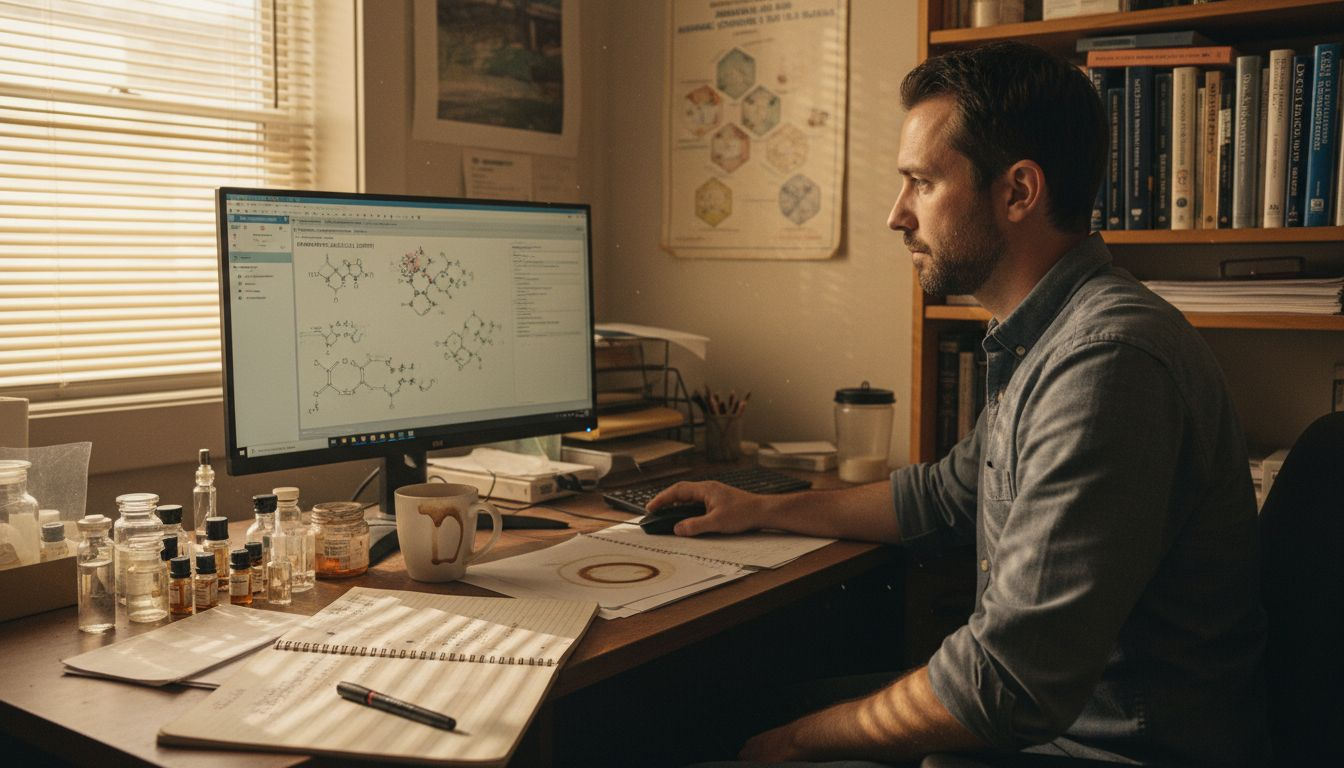 Fragrance analyst reviewing scent categories