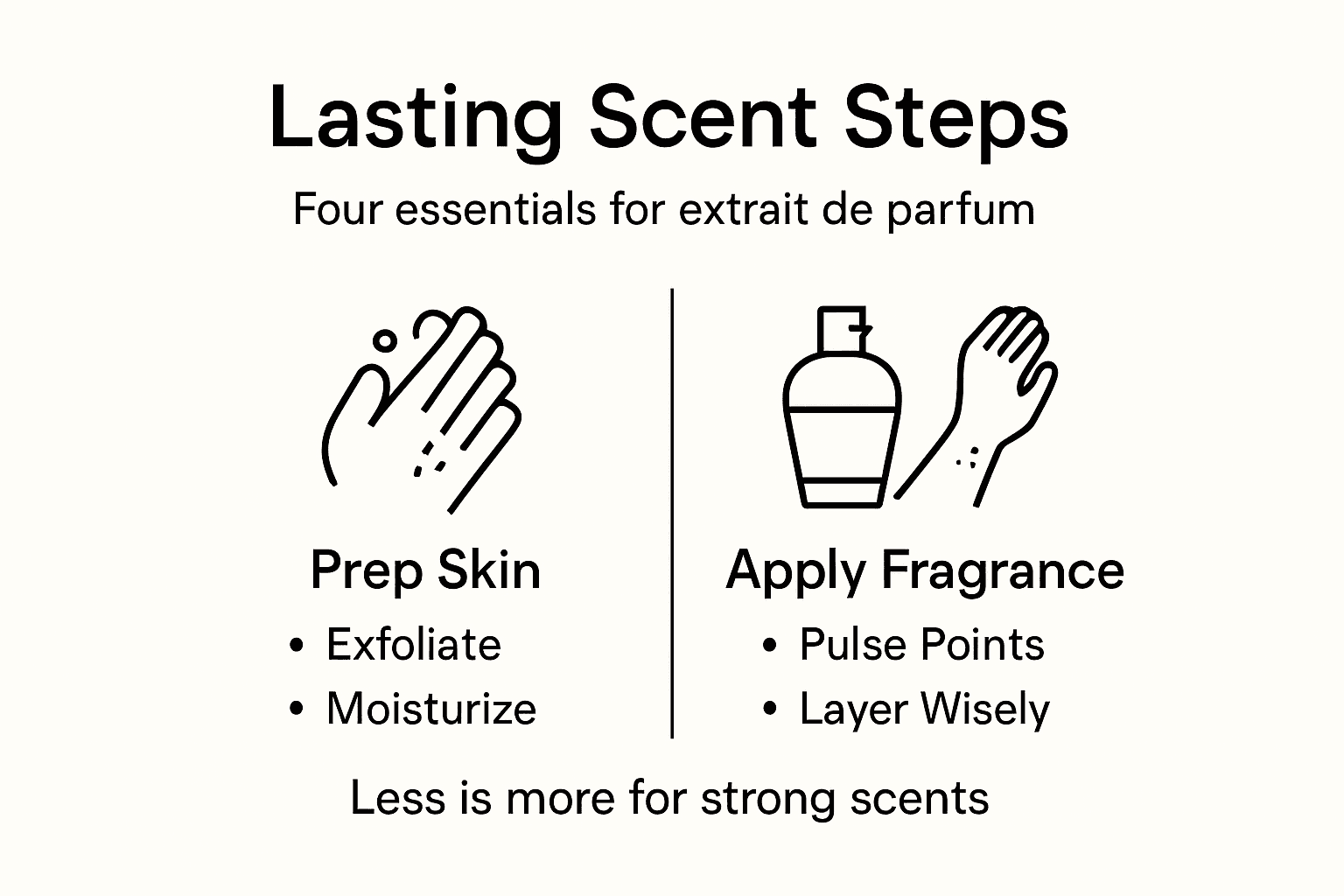 Infographic showing perfume application key steps