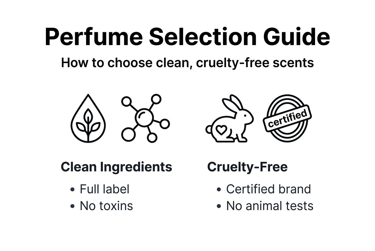 Infographic for cruelty-free clean perfume choosing