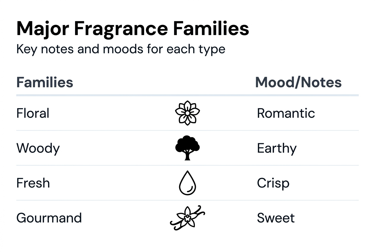 Infographic of fragrance families and key traits