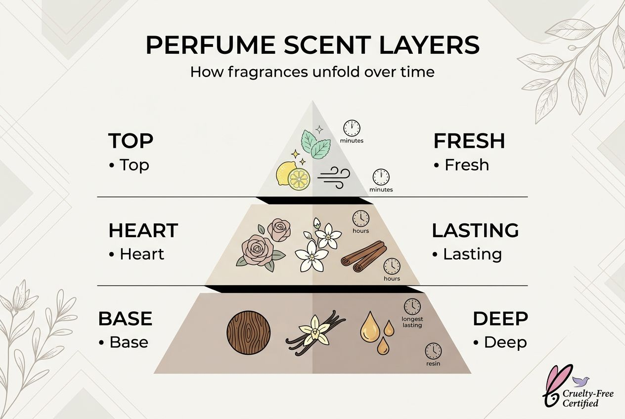 Infographic of scent profile layers in perfume