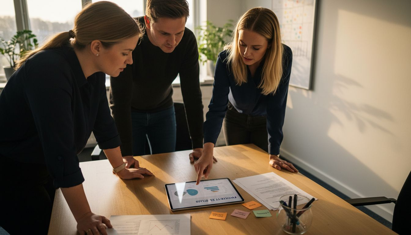 Det lille team sætter sig sammen og aftaler, hvilke kundeserviceopgaver der skal prioriteres