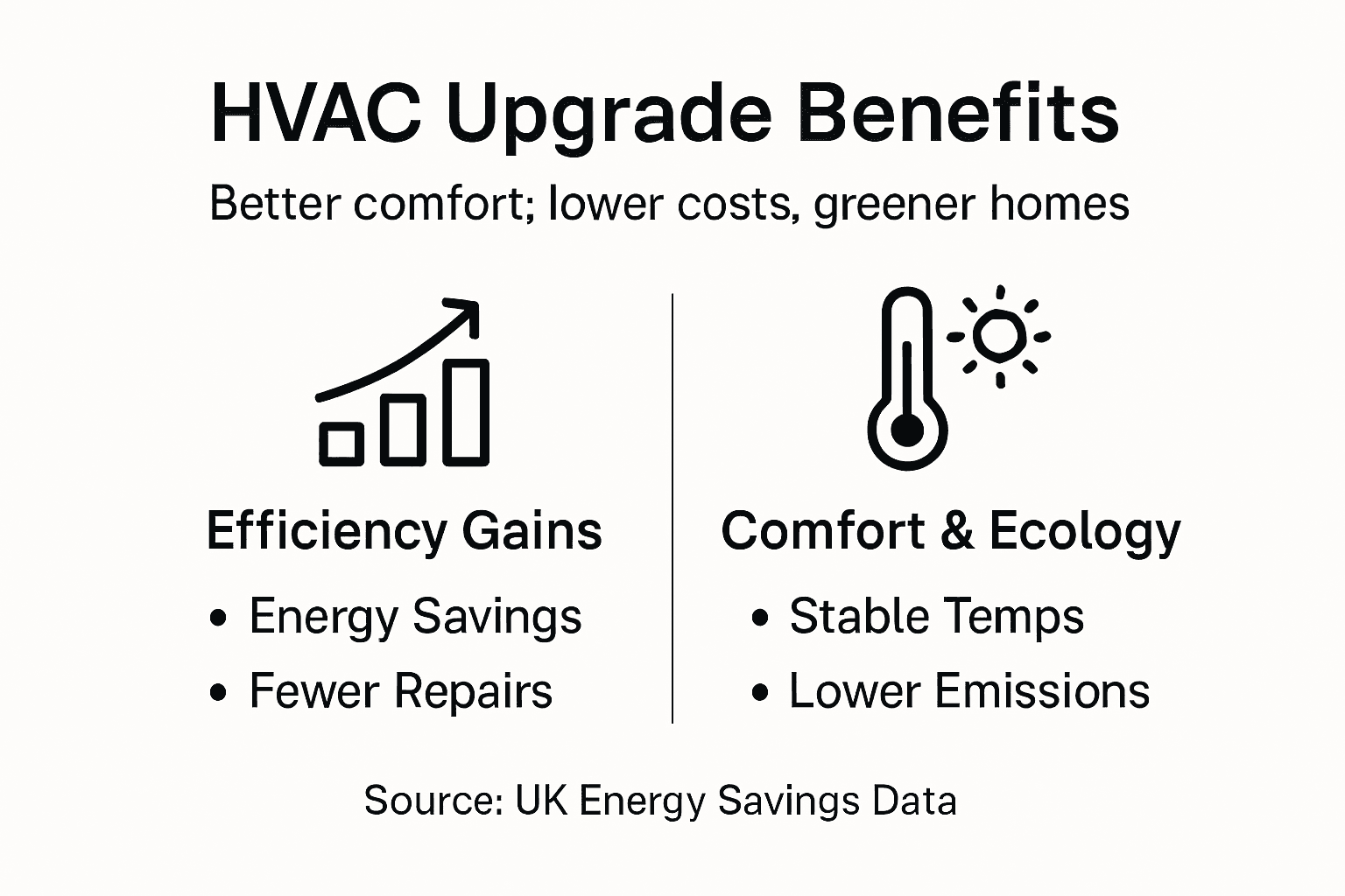 Infographic about HVAC comfort, savings, emissions
