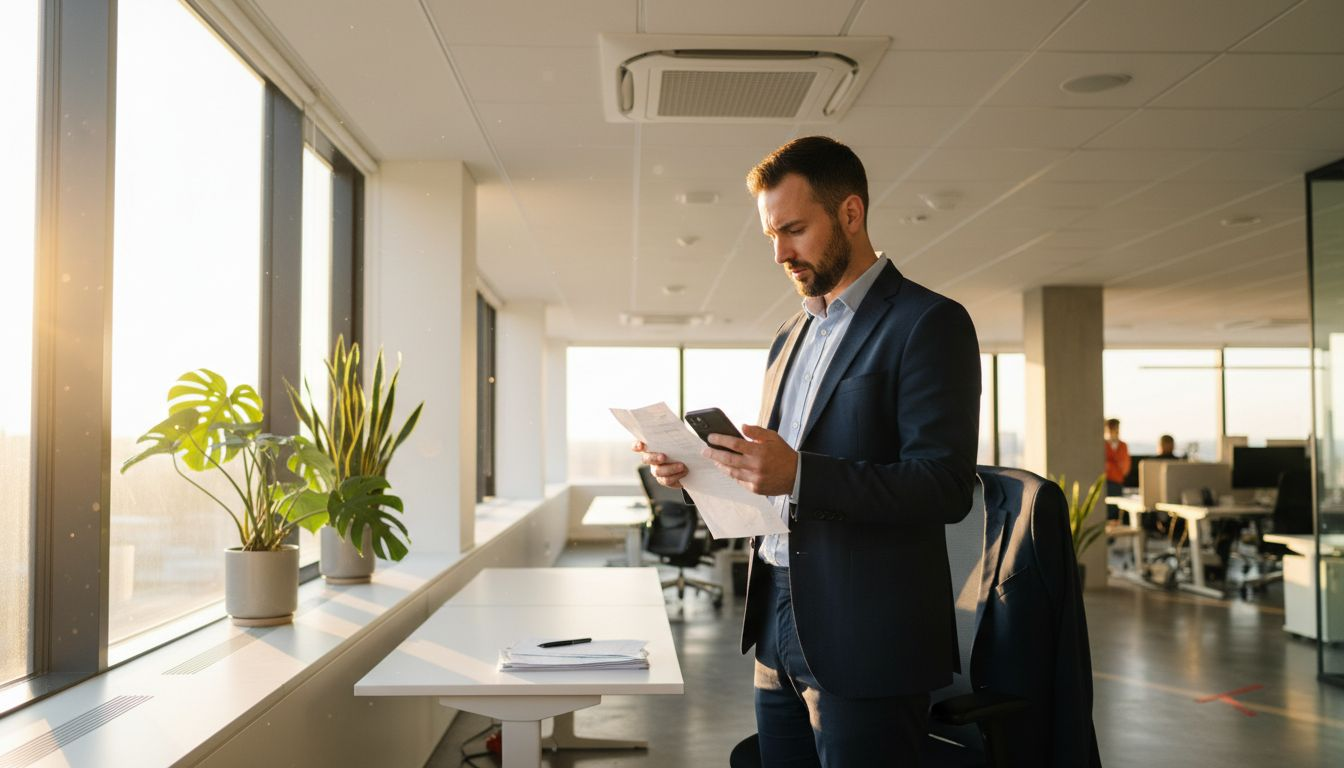 Office manager reviews new AC installation