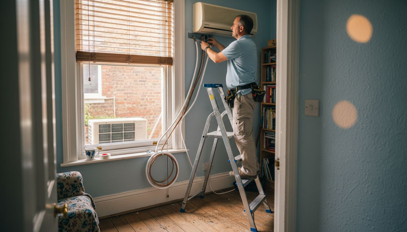 Split air conditioner installation in UK home
