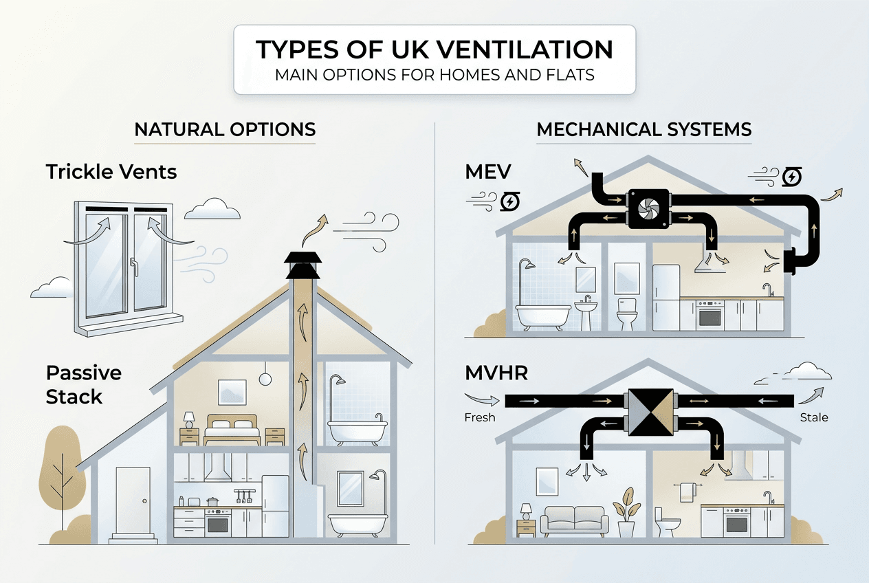 Infographic UK ventilation system types and features