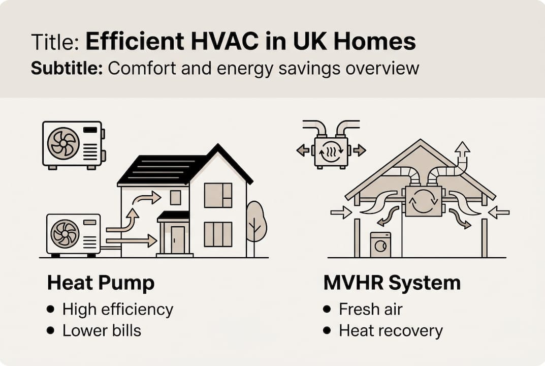 Infographic comparing heat pump and MVHR