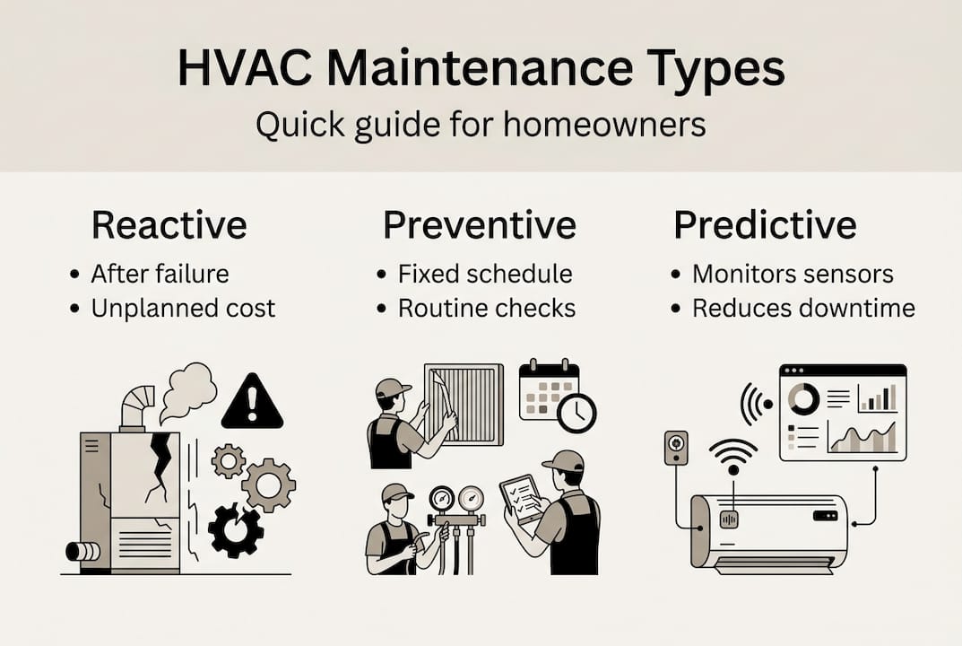 Infographic comparing types of HVAC maintenance