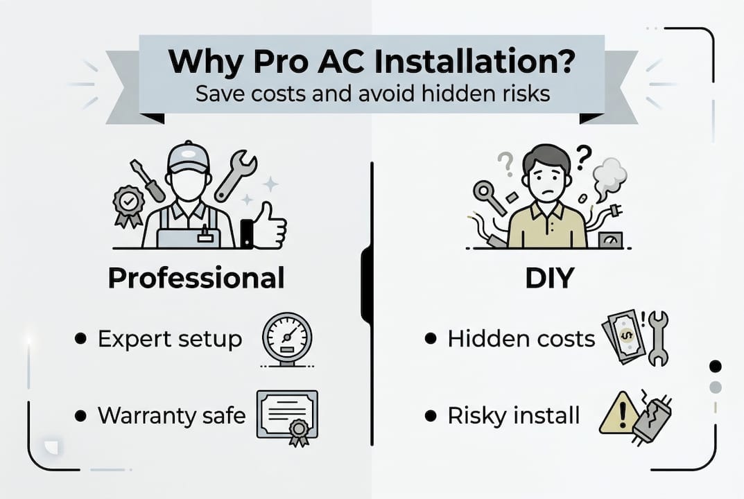 Infographic comparing pro and DIY AC install