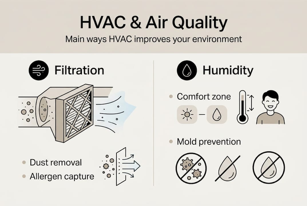 HVAC benefits infographic filtration and humidity