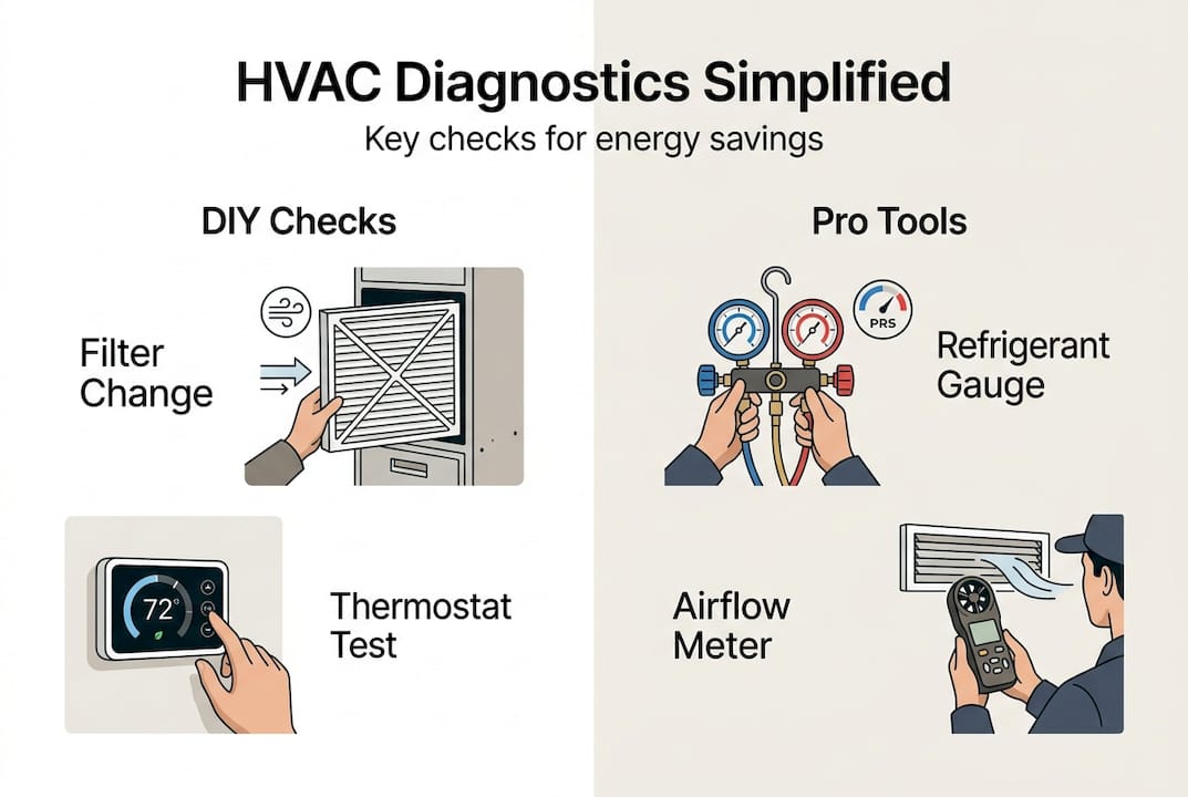 Infographic showing DIY and pro HVAC diagnostics