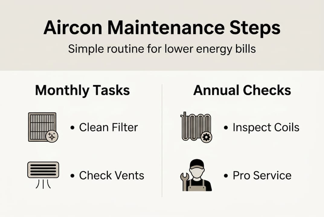 Infographic outlining basic aircon maintenance steps