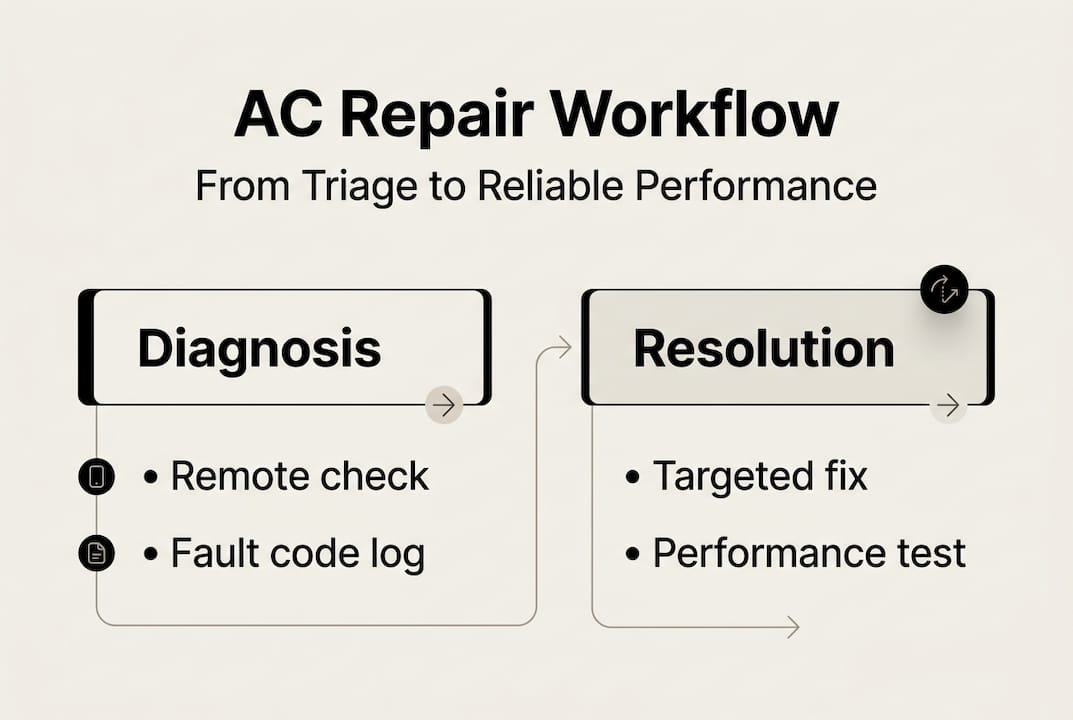 Infographic showing AC repair workflow steps