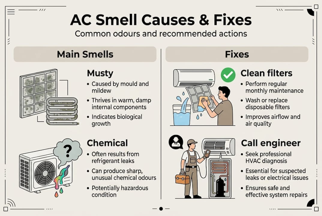 Infographic air conditioner smells and solutions