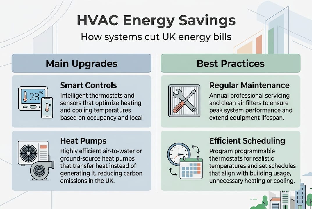 Infographic with key HVAC energy saving methods