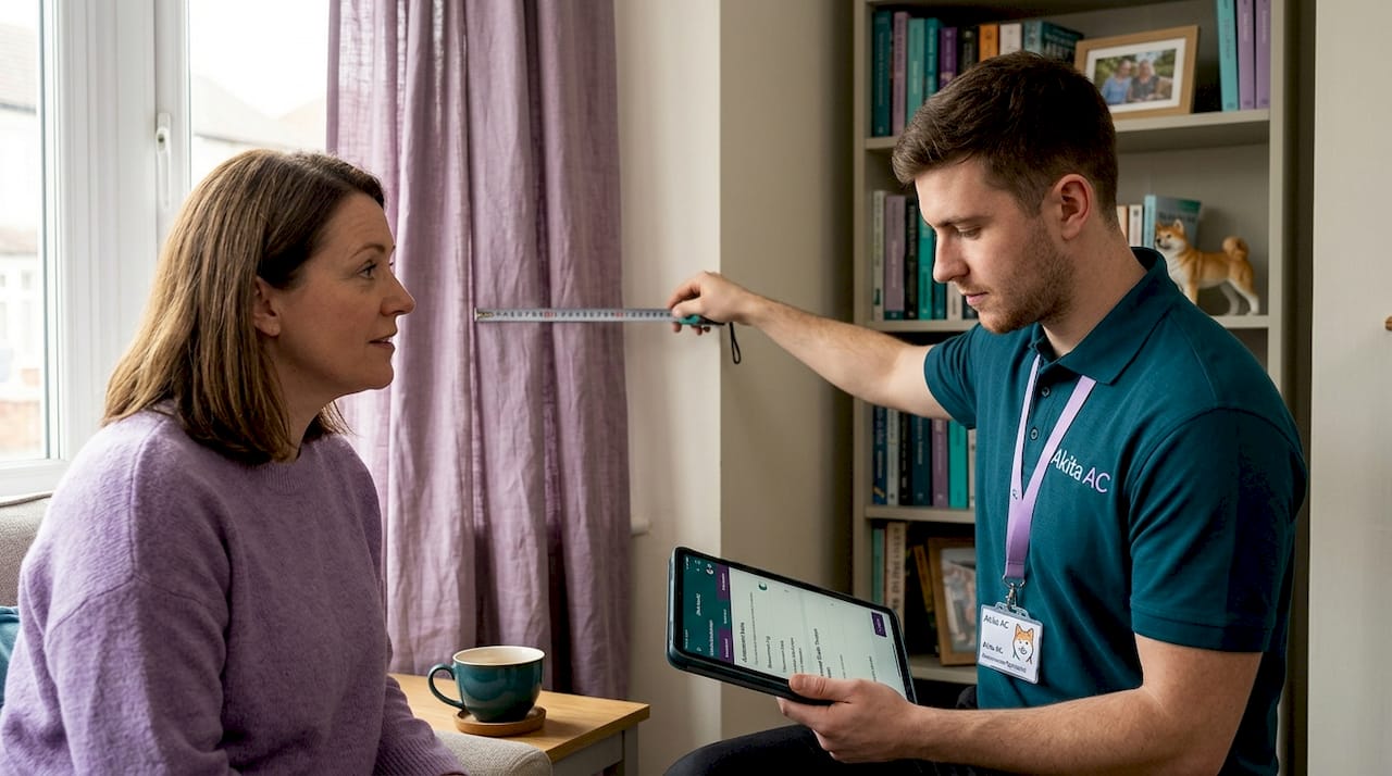 Consultant measuring for AC system sizing