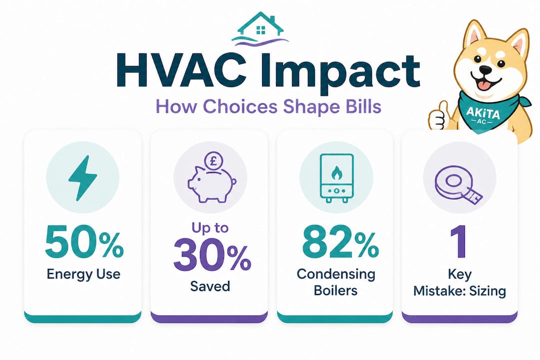 Infographic showing HVAC impact and savings statistics