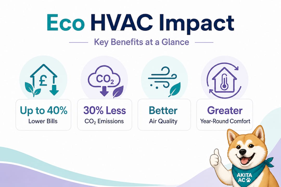 Stat callout infographic of eco-friendly HVAC advantages