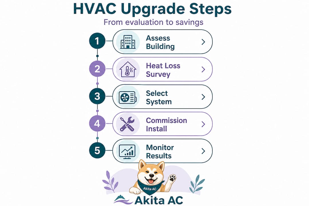 Infographic showing key steps in HVAC upgrade process
