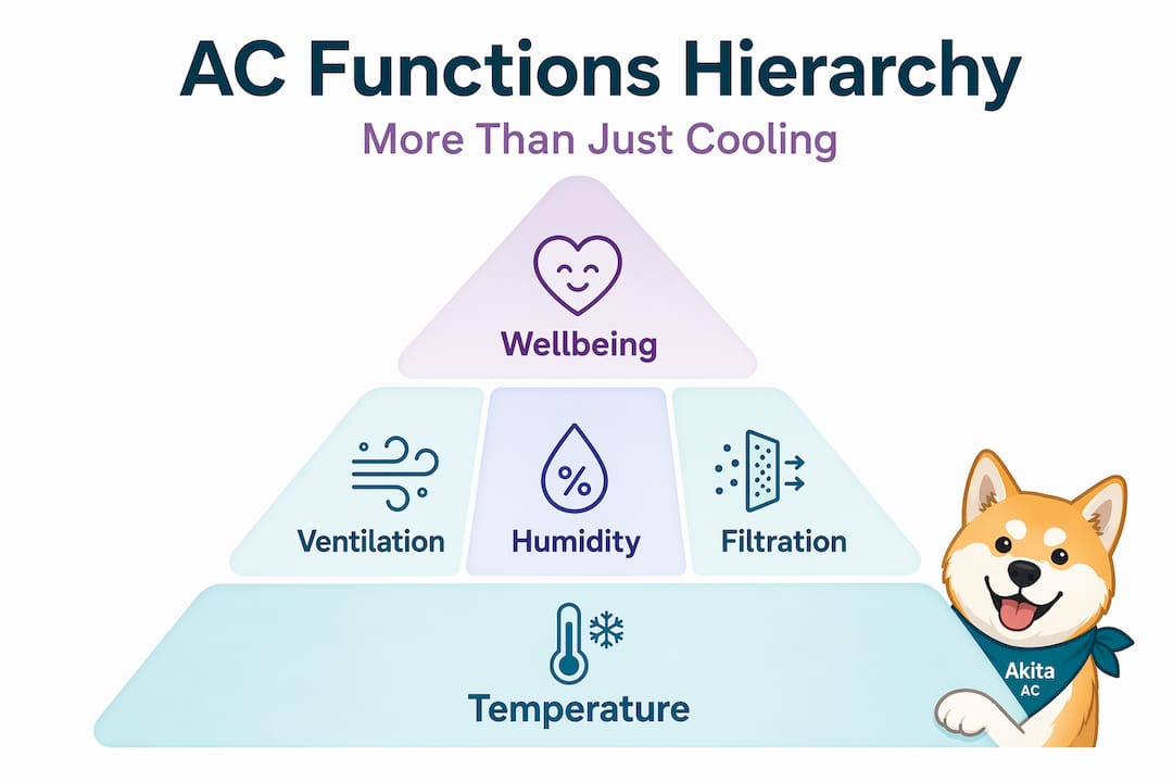 Infographic showing air conditioning function hierarchy