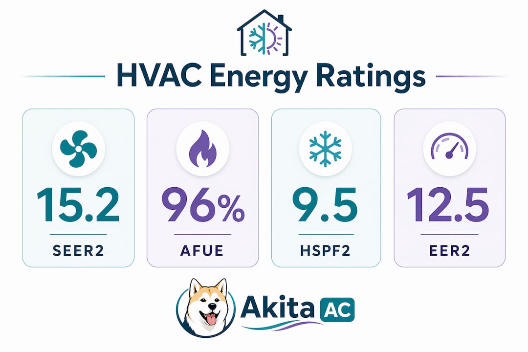 Infographic showing HVAC efficiency rating stats