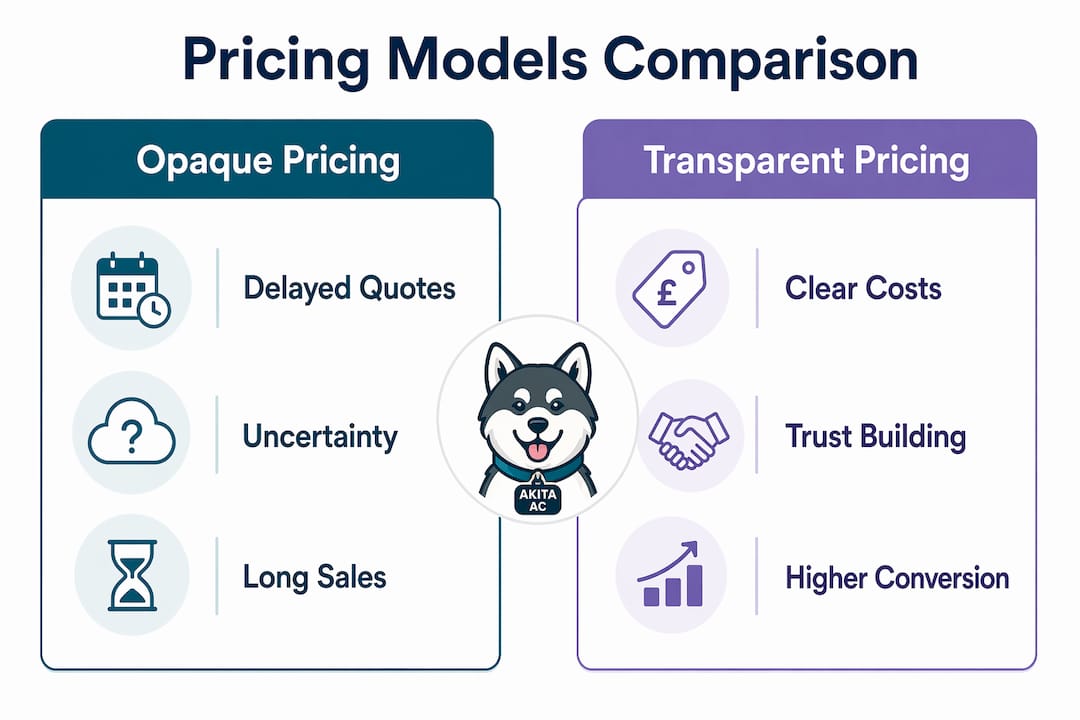 Infographic comparing opaque and transparent HVAC pricing models