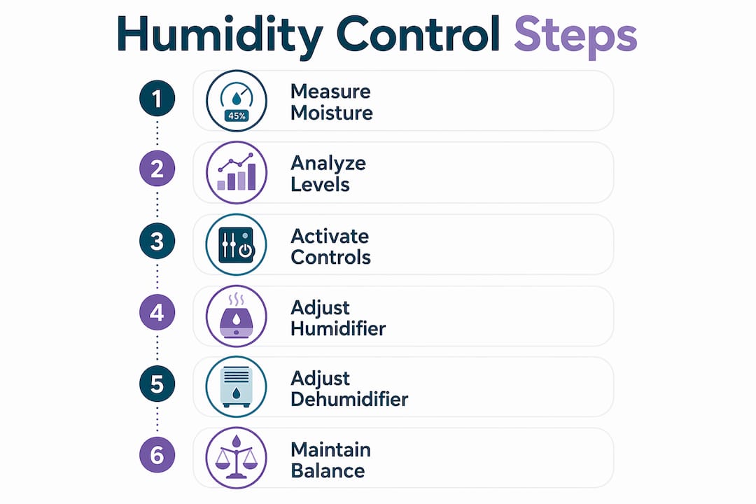 Infographic showing steps of humidity control process