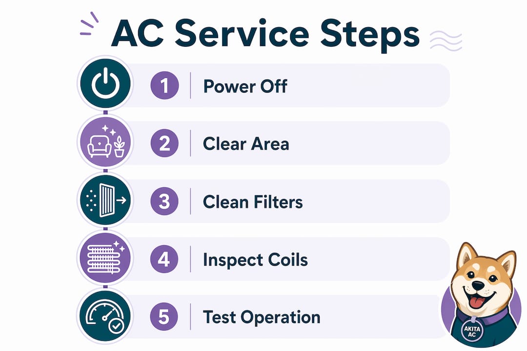 Infographic with key air conditioning service steps