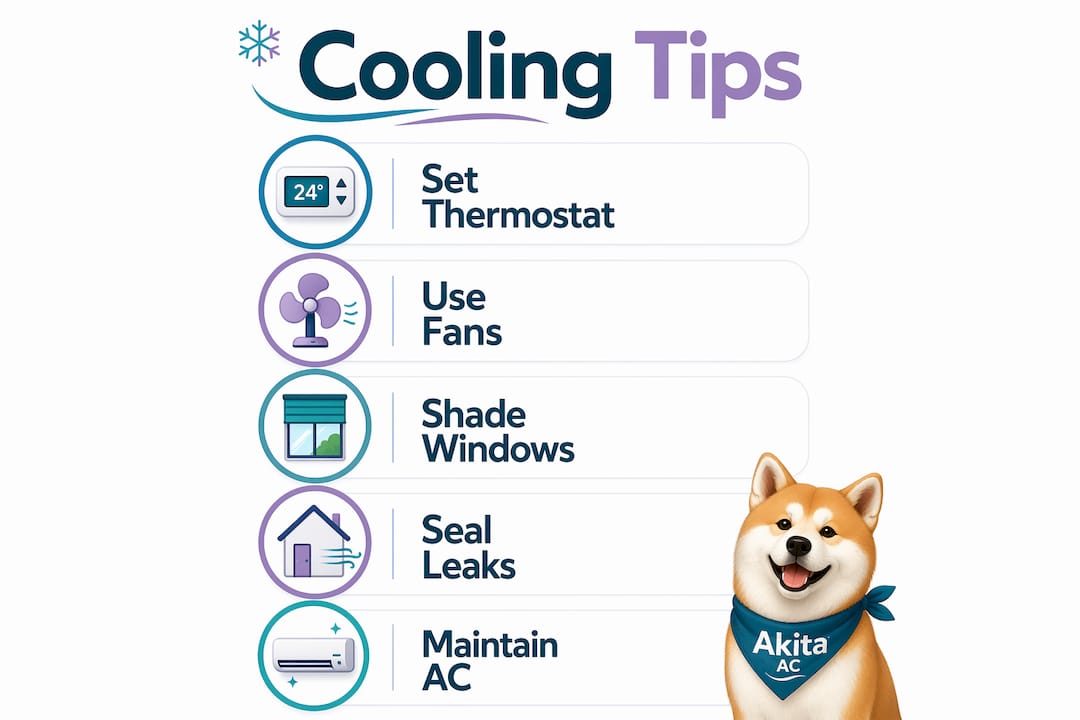 Infographic showing five key energy-efficient cooling steps