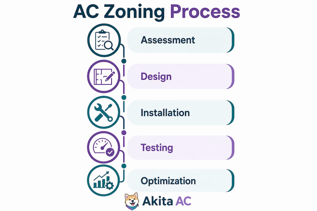 Infographic showing AC zoning installation steps